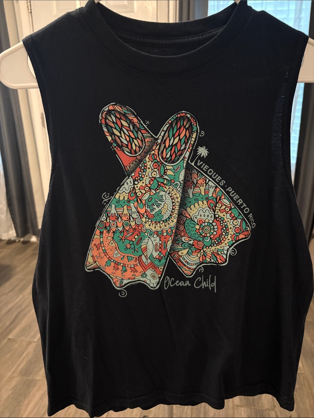 The Duck Company Ocean Child Black Graphic Tank with Colorful Flipper medium